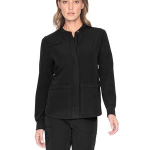 WOMENS URBANE SCRUB ZIP UP LONG SLEEVE WARM UP JACKET / BLACK / SIZE MEDIUM